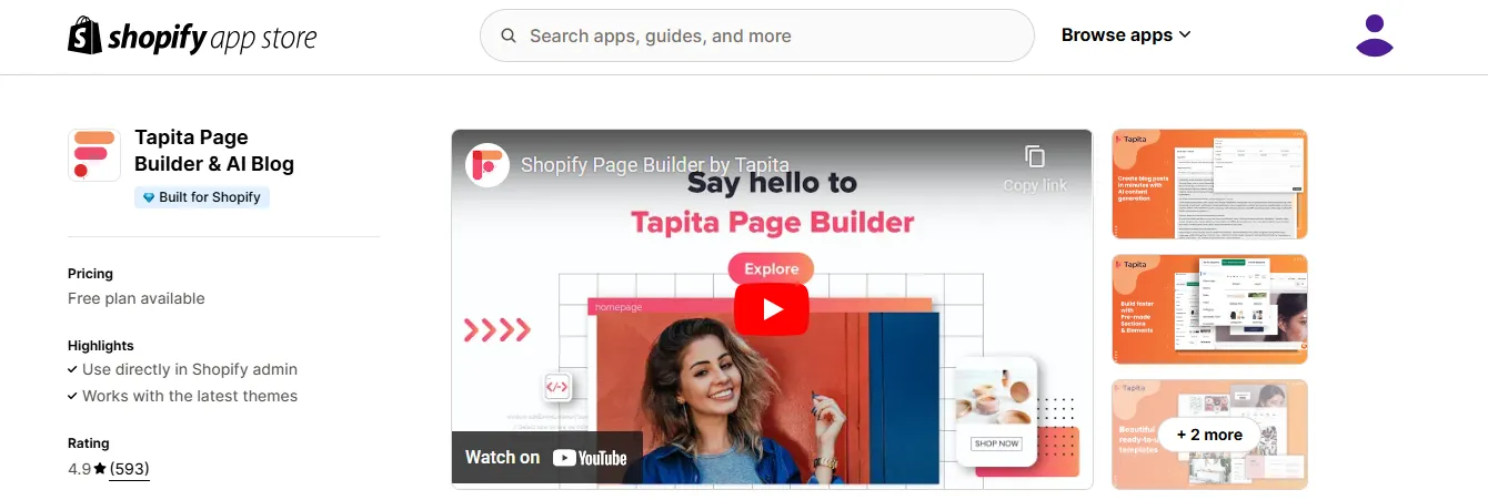 Tapita Page Builder & AI Blog
